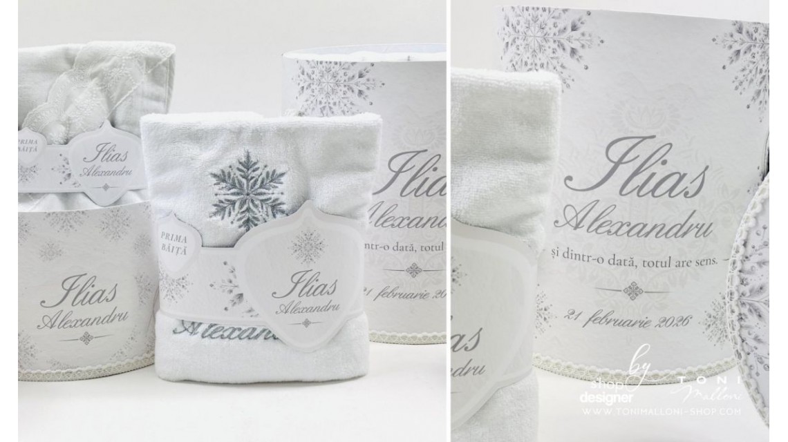 Set Prima Baita cu nasii dupa Botez pentru Băieți cu fulgi de nea 28